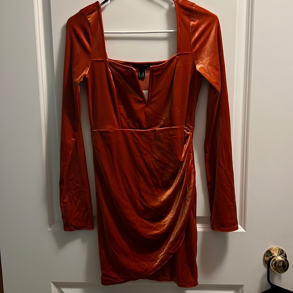 Women’s orange velvet forever21 mini dress
